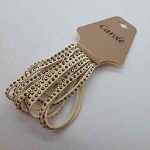 Carole Cream and Goldtone Studded Wrap Bracelet Abput 5" 6"